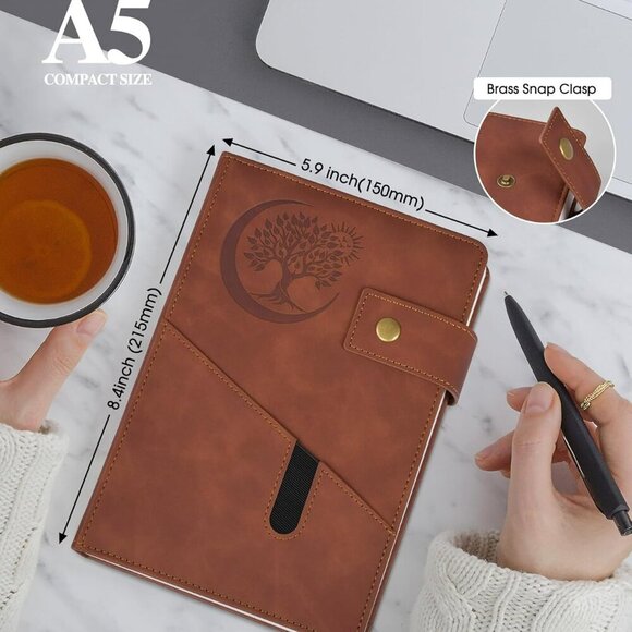 A5 Leather Sketchbook Blank Journal Unlined Notebook 200 Pages Dark Brown - Picture 3 of 3